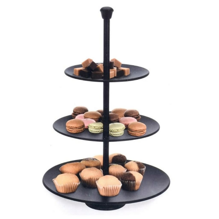 Elegant 3-Tier Serving Stand - Matte Black, 36.5 cm, Perfect for Desserts and Fruits - Premium  from Home Treasures - Just £22.99! Shop now at Home Treasures