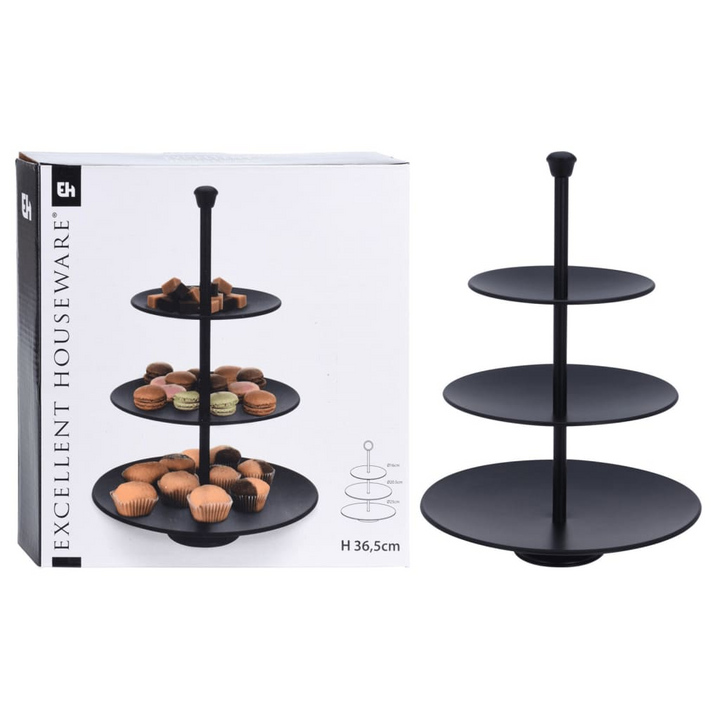 Elegant 3-Tier Serving Stand - Matte Black, 36.5 cm, Perfect for Desserts and Fruits - Premium  from Home Treasures - Just £22.99! Shop now at Home Treasures