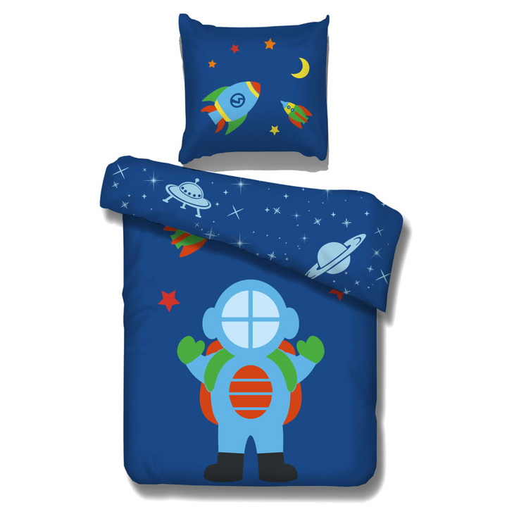 Vipack Astronaut Bed Cover Set - 195x85 cm, 100% Cotton, Playful Astronaut Design in Blue and Multicolour - Premium  from Home Treasures - Just £52.99! Shop now at Home Treasures