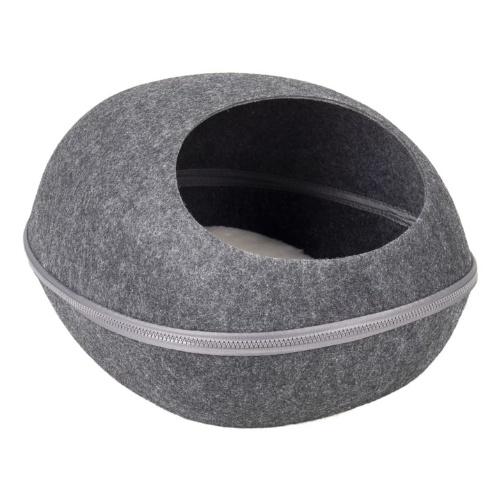 FLAMINGO Chizmo Cat Cave - Cozy Grey Felt Bed, 39x48x24 cm, with Removable Washable Cushion - Premium  from Home Treasures - Just £55.99! Shop now at Home Treasures