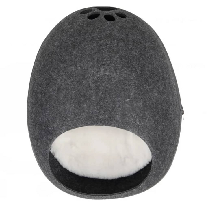 FLAMINGO Chizmo Cat Cave - Cozy Grey Felt Bed, 39x48x24 cm, with Removable Washable Cushion - Premium  from Home Treasures - Just £55.99! Shop now at Home Treasures