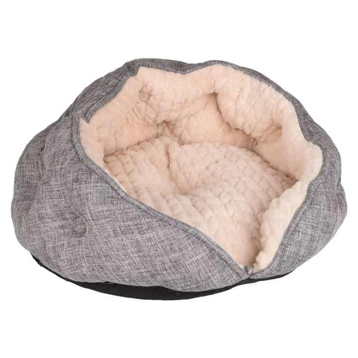 FLAMINGO Zupo Cat Cave - Cozy Grey and Cream Snuggle Bed, Anti-Slip, Washable, 49x49x25 cm - Premium  from Home Treasures - Just £56.99! Shop now at Home Treasures