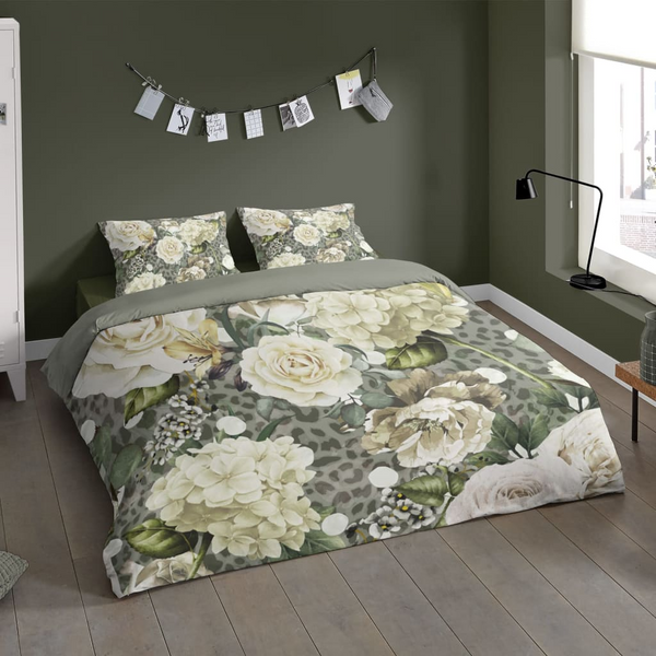 Pure Duvet Cover Joy King Size 240x200/220 cm – Luxurious Soft Microfiber Bedding Set with Floral Print, Green - Premium  from Home Treasures - Just £43.99! Shop now at Home Treasures