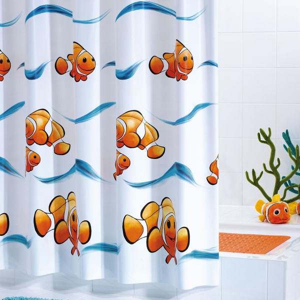 RIDDER Clown Fish Vinyl Shower Curtain - 180x200 cm | Waterproof, Durable & Easy-Clean with Cheerful Design - Premium  from Home Treasures - Just £31.99! Shop now at Home Treasures