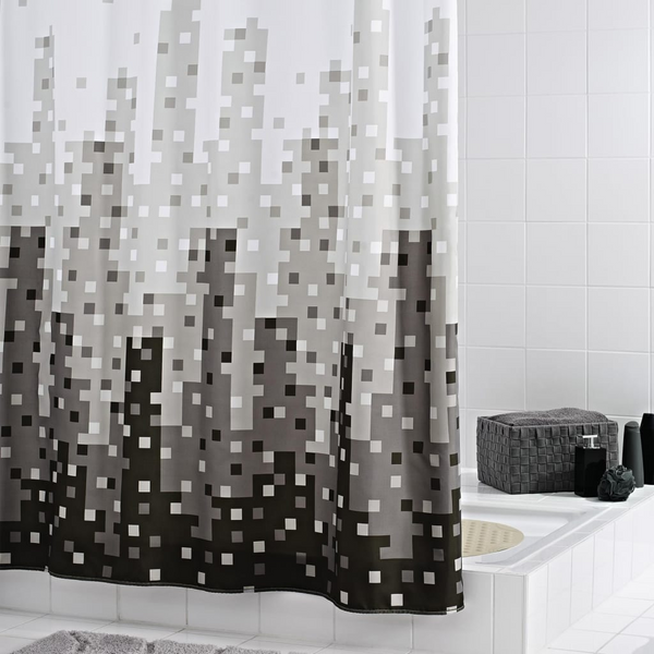 RIDDER Skyline Shower Curtain 180x200 cm | Water-Repellent, Eco-Friendly, Machine Washable Polyester, White with Anthracite Printing - Premium  from Home Treasures - Just £52.99! Shop now at Home Treasures