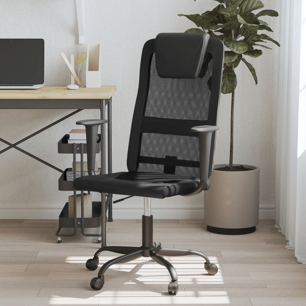 Ergonomic Office Chair - Black Mesh Fabric & Faux Leather | Adjustable Height, 360-Degree Swivel, Enhanced Comfort - Premium  from Home Treasures - Just £81.99! Shop now at Home Treasures