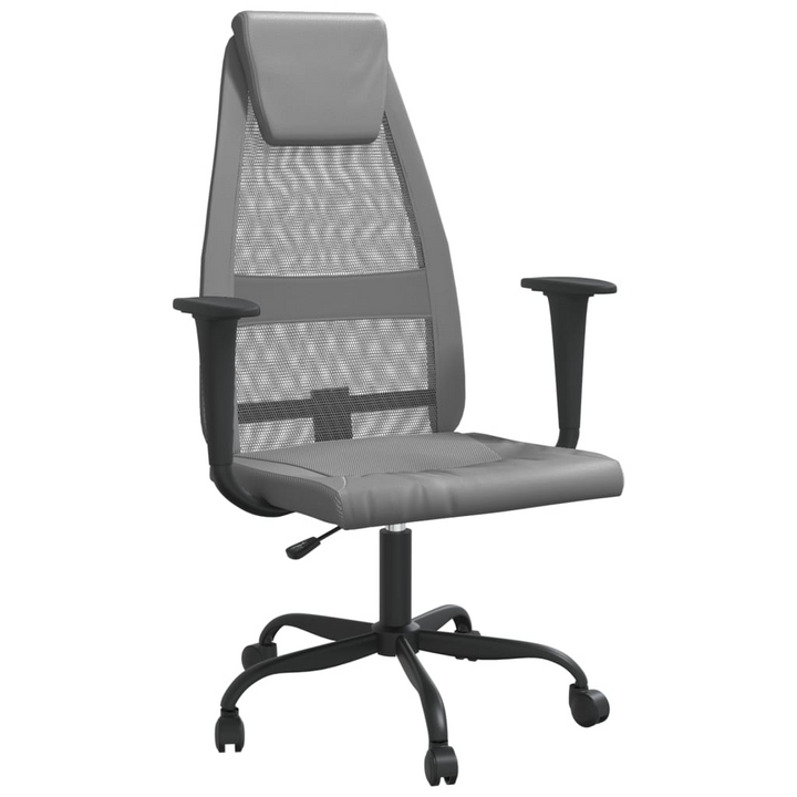 Office Chair Mesh Fabric and Faux Leather in Grey - Comfortable, Adjustable, and Stylish - Premium  from Home Treasures - Just £78.99! Shop now at Home Treasures