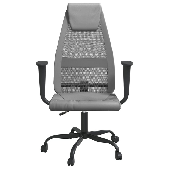 Office Chair Mesh Fabric and Faux Leather in Grey - Comfortable, Adjustable, and Stylish - Premium  from Home Treasures - Just £78.99! Shop now at Home Treasures