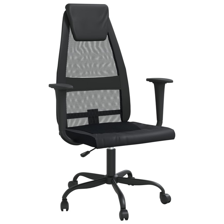 Ergonomic Office Chair in Black Mesh Fabric and Faux Leather - Ultimate Comfort for Your Workday - Premium  from Home Treasures - Just £97.99! Shop now at Home Treasures