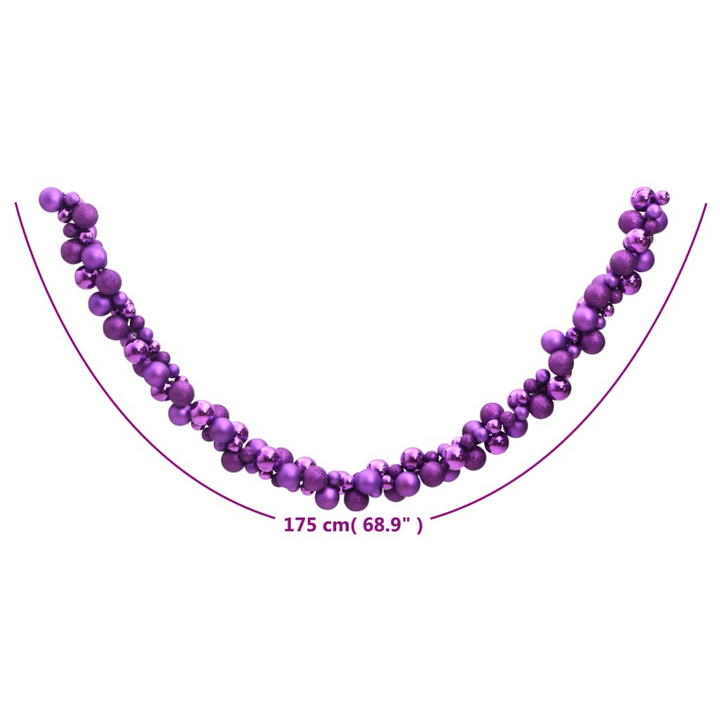 175 cm Purple Christmas Balls Garland - Shatterproof Polystyrene Xmas Decoration - Premium  from Home Treasures - Just £33.99! Shop now at Home Treasures