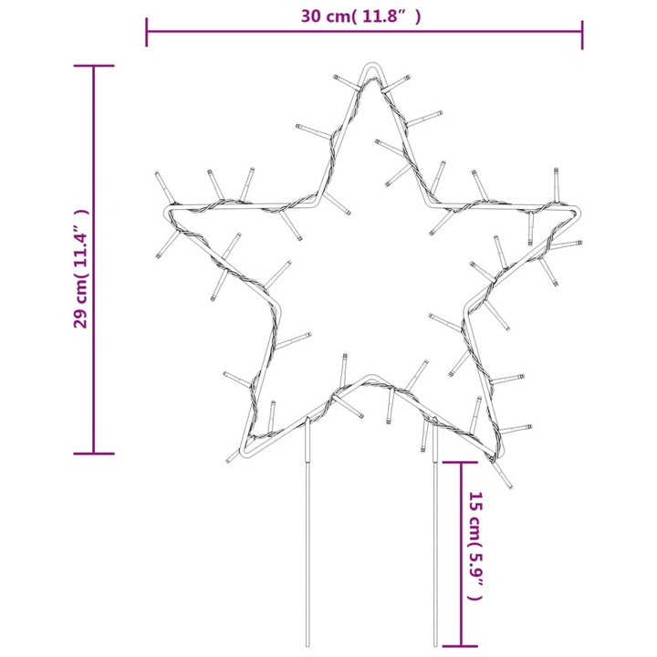 Christmas Light Decorations with Spikes 3 pcs Star 50 LEDs 29 cm - Premium  from Home Treasures - Just £31.99! Shop now at Home Treasures