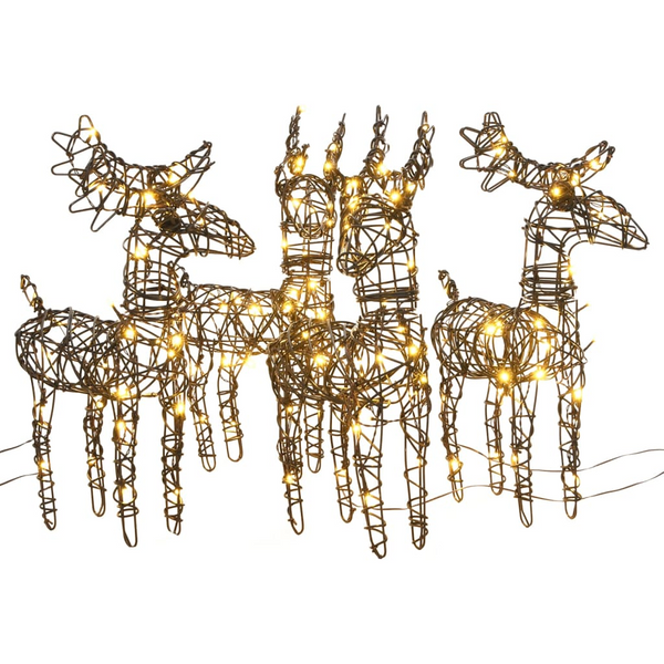 Christmas Decorations - 4 pcs Reindeers with 160 LEDs Warm White Rattan, Festive Yard Display - Premium  from Home Treasures - Just £83.99! Shop now at Home Treasures