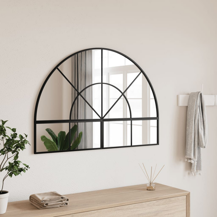 Black Arch Wall Mirror 100x70 cm – Elegant Iron Frame, Clear Reflection - Premium  from Home Treasures - Just £156.99! Shop now at Home Treasures