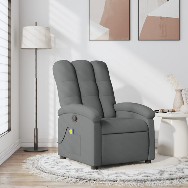 Ultimate Comfort Massage Recliner Chair in Dark Grey Fabric with Vibration Massage and Adjustable Footrest - Premium  from Home Treasures - Just £188.99! Shop now at Home Treasures