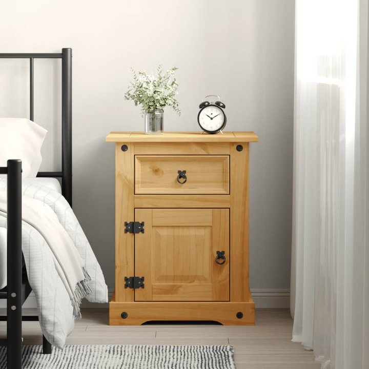 CORONA Mexican Pine Bedside Cabinet - Rustic Charm | 53x39x66 cm Solid Pine Wood Nightstand - Premium  from Home Treasures - Just £77.99! Shop now at Home Treasures