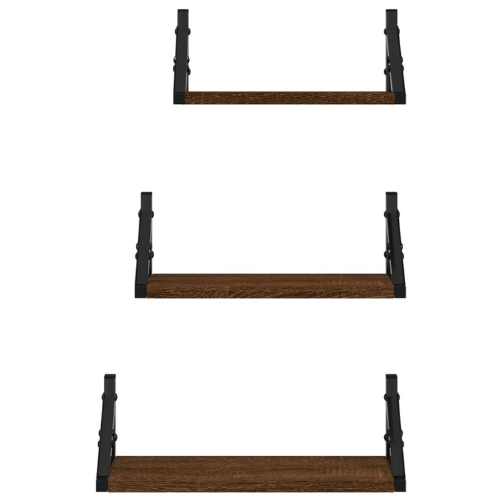 3 Piece Brown Oak Wall Shelf Set - Stylish Engineered Wood, Floating Design with Space-Saving Storage - Premium  from Home Treasures - Just £21.99! Shop now at Home Treasures