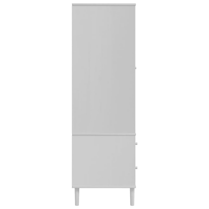 SENJA Rattan Look Wardrobe - White, Solid Pine Wood, 90x55x175 cm - Stylish & Spacious Storage Solution - Premium  from Home Treasures - Just £427.99! Shop now at Home Treasures