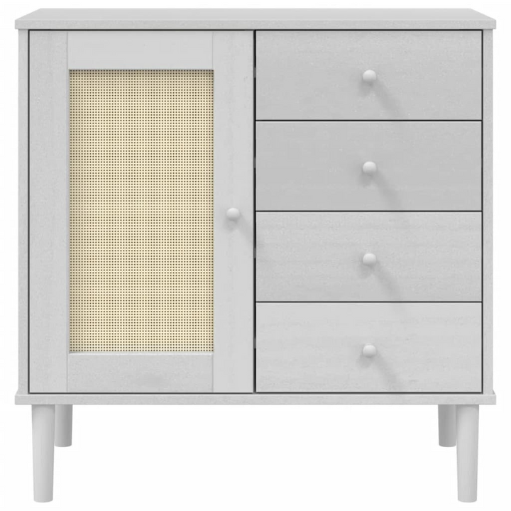 SENJA Sideboard - Elegant Rattan Look, White, 80x40x80 cm, Solid Pine Wood Storage Cabinet - Premium  from Home Treasures - Just £102.99! Shop now at Home Treasures