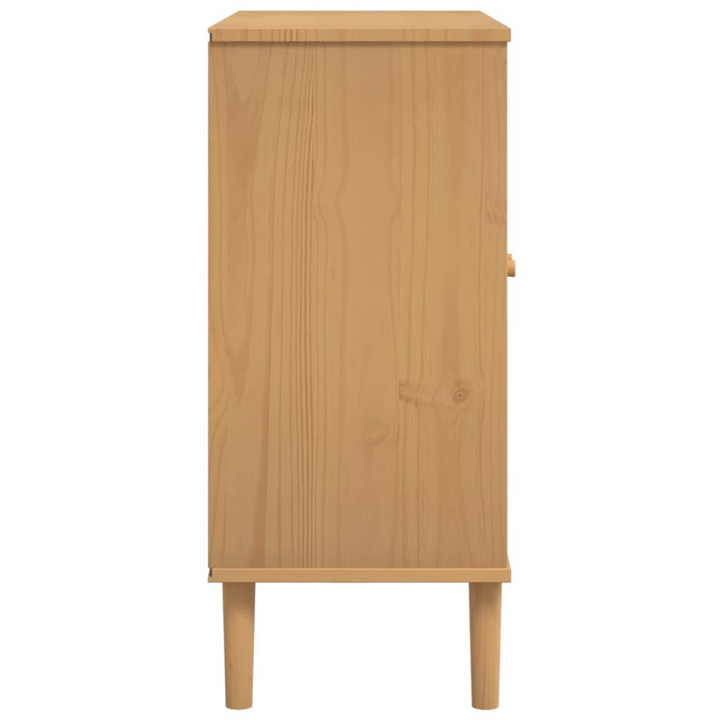 SENJA Rattan Look Sideboard - Solid Pine Wood, 80x35x80 cm, Brown - Stylish Storage Solution - Premium  from Home Treasures - Just £84.99! Shop now at Home Treasures