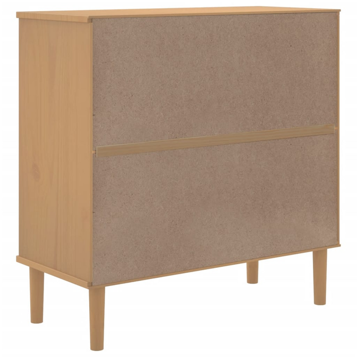 SENJA Rattan Look Sideboard - Solid Pine Wood, 80x35x80 cm, Brown - Stylish Storage Solution - Premium  from Home Treasures - Just £84.99! Shop now at Home Treasures