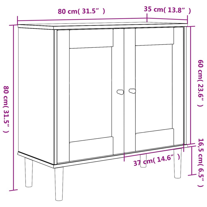 SENJA Sideboard with Rattan Look - White, 80x35x80 cm, Solid Pine Wood | Stylish & Functional Storage Solution - Premium  from Home Treasures - Just £102.99! Shop now at Home Treasures