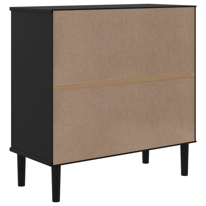 SENJA Black Sideboard | Modern 80x35x80 cm Solid Pine Wood with Rattan Look Storage Cabinet - Premium  from Home Treasures - Just £145.99! Shop now at Home Treasures