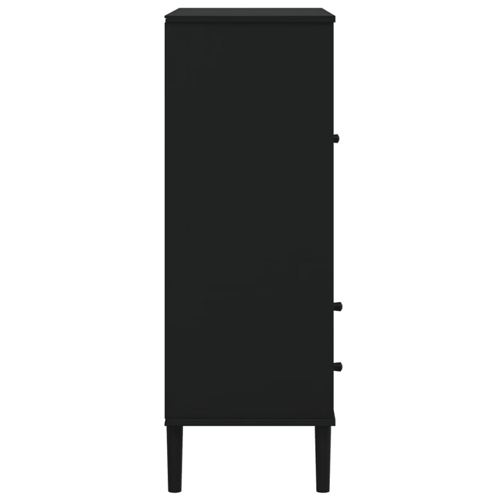 SENJA Highboard - Black Rattan Look, Solid Pine Wood, 90x40x112cm | Elegant & Functional Storage - Premium  from Home Treasures - Just £124.99! Shop now at Home Treasures