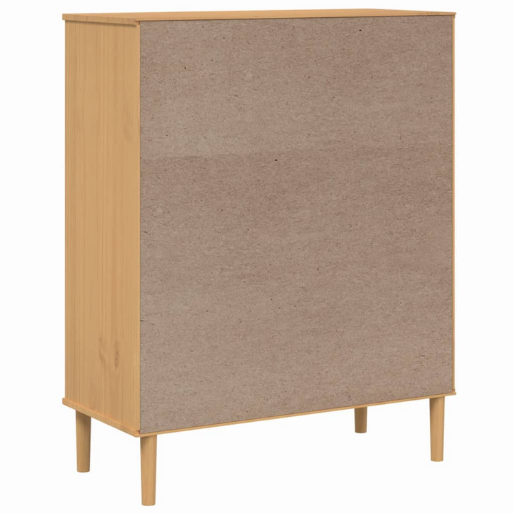 SENJA Highboard - Solid Pine Wood & Rattan Look, 90x40x112cm, Brown - Stylish Storage Solution - Premium  from Home Treasures - Just £124.99! Shop now at Home Treasures