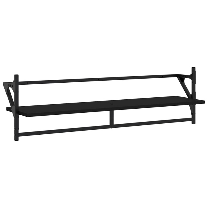 6 Piece Modern Floating Wall Shelf Set with Bars - Black Engineered Wood - Premium  from Home Treasures - Just £57.99! Shop now at Home Treasures