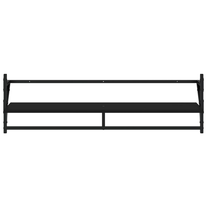 6 Piece Modern Floating Wall Shelf Set with Bars - Black Engineered Wood - Premium  from Home Treasures - Just £57.99! Shop now at Home Treasures