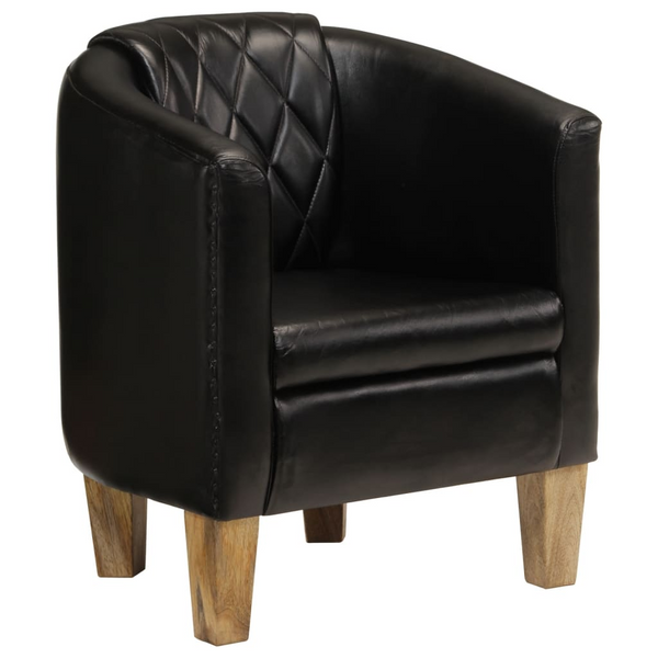 Luxurious Black Real Leather Tub Chair – Ultimate Comfort and Style - Premium  from Home Treasures - Just £279.99! Shop now at Home Treasures