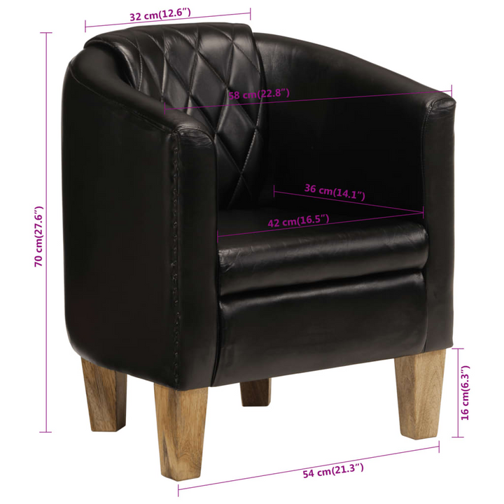 Luxurious Black Real Leather Tub Chair – Ultimate Comfort and Style - Premium  from Home Treasures - Just £279.99! Shop now at Home Treasures