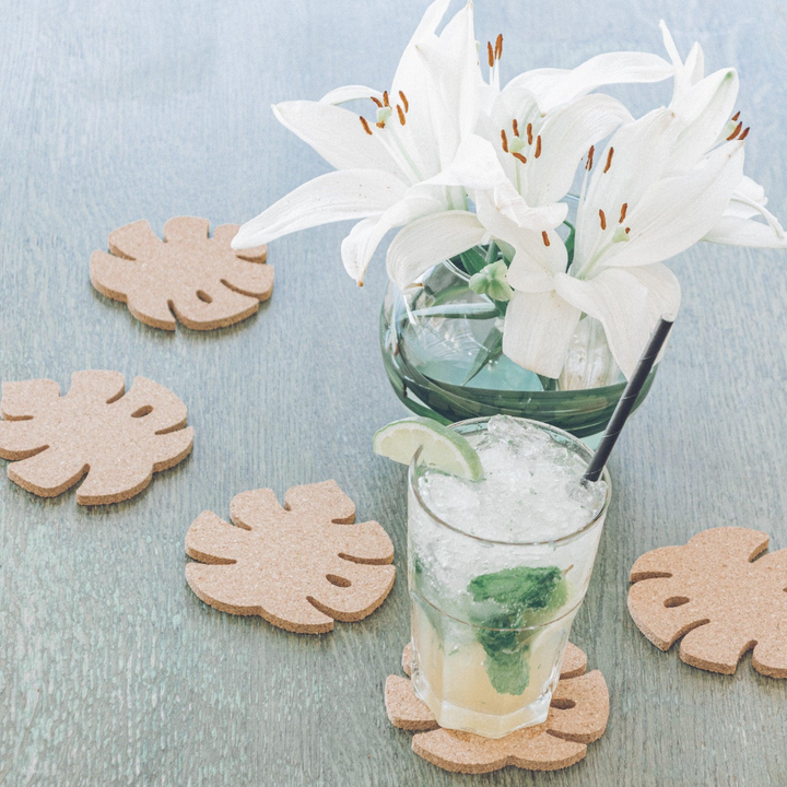 Eco-Friendly Leaf Cork Coaster Set - Stylish & Sustainable Set of 6 Drink Coasters | Perfect for Home Decor & Gifts - Premium  from Home Treasures - Just £33.99! Shop now at Home Treasures