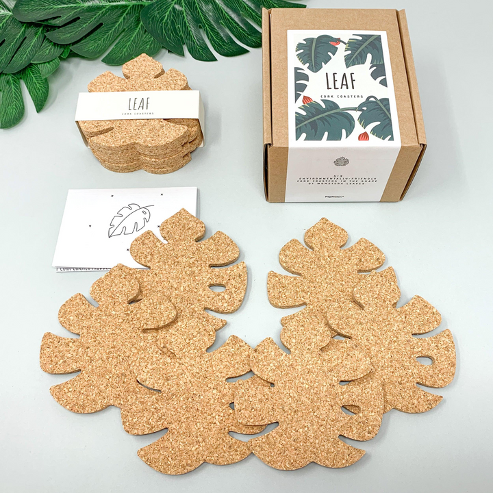 Eco-Friendly Leaf Cork Coaster Set - Stylish & Sustainable Set of 6 Drink Coasters | Perfect for Home Decor & Gifts - Premium  from Home Treasures - Just £33.99! Shop now at Home Treasures