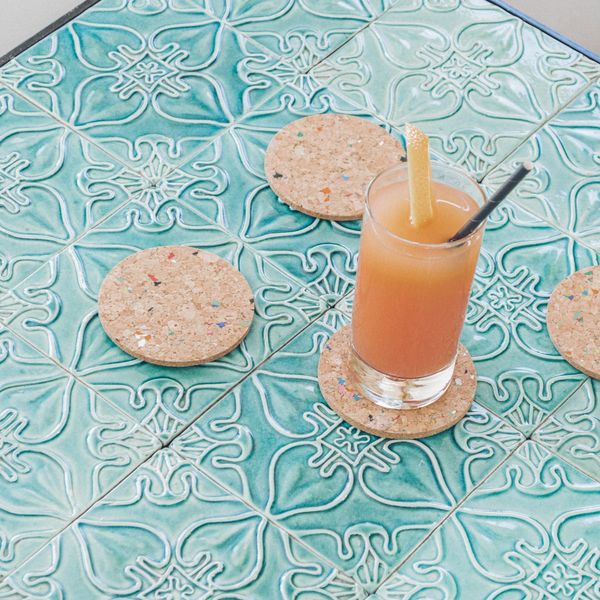 Vibrant Eco-Friendly Cork Coasters - Set of 6, Colourful Round Design for Home & Office - Premium  from Home Treasures - Just £33.99! Shop now at Home Treasures