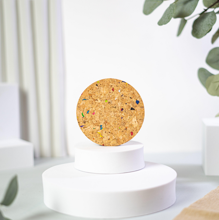 Vibrant Eco-Friendly Cork Coasters - Set of 6, Colourful Round Design for Home & Office - Premium  from Home Treasures - Just £33.99! Shop now at Home Treasures