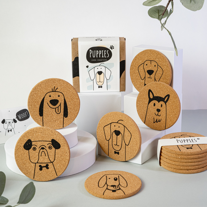 Adorable Dog Cork Coasters Set of 6 - Eco-Friendly & Perfect Gift for Dog Lovers - Premium  from Home Treasures - Just £33.99! Shop now at Home Treasures