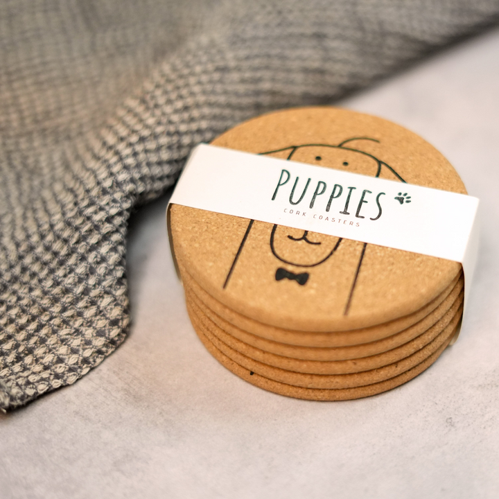 Adorable Dog Cork Coasters Set of 6 - Eco-Friendly & Perfect Gift for Dog Lovers - Premium  from Home Treasures - Just £33.99! Shop now at Home Treasures