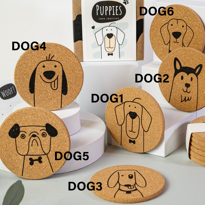 Adorable Dog Cork Coasters Set of 6 - Eco-Friendly & Perfect Gift for Dog Lovers - Premium  from Home Treasures - Just £33.99! Shop now at Home Treasures