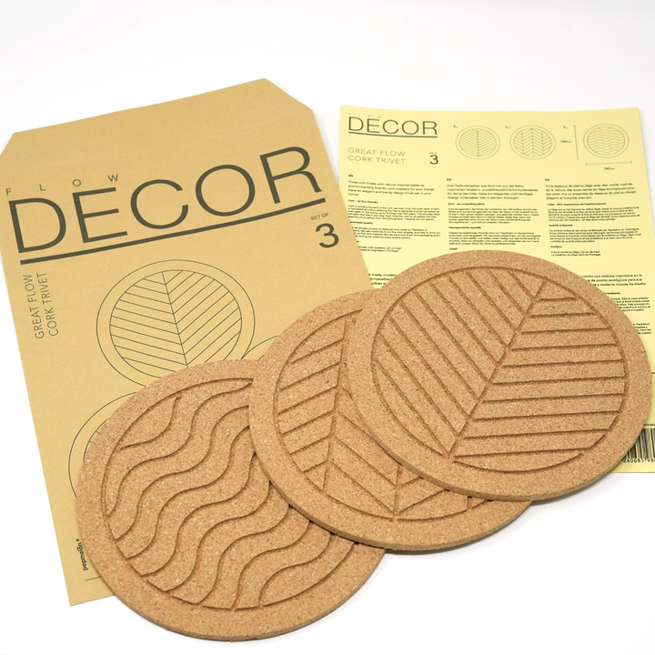 Great Flow - Set of 3 Cork Trivets (19 cm) | Elegant Nature-Inspired Design | Eco-Friendly Pot Plates & Coasters - Premium  from Home Treasures - Just £19.99! Shop now at Home Treasures