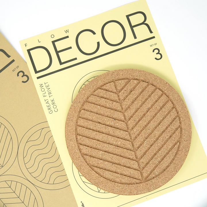 Great Flow - Set of 3 Cork Trivets (19 cm) | Elegant Nature-Inspired Design | Eco-Friendly Pot Plates & Coasters - Premium  from Home Treasures - Just £19.99! Shop now at Home Treasures