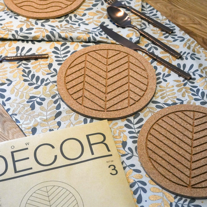 Great Flow - Set of 3 Cork Trivets (19 cm) | Elegant Nature-Inspired Design | Eco-Friendly Pot Plates & Coasters - Premium  from Home Treasures - Just £19.99! Shop now at Home Treasures