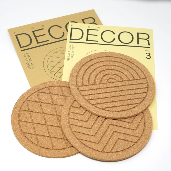 Great Flow - Set of 3 Cork Trivets (19 cm) | Elegant Nature-Inspired Design | Eco-Friendly Pot Plates & Coasters - Premium  from Home Treasures - Just £19.99! Shop now at Home Treasures