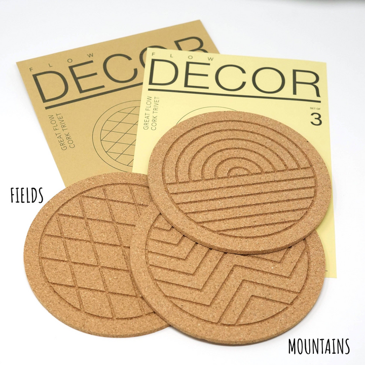 Great Flow - Set of 3 Cork Trivets (19 cm) | Elegant Nature-Inspired Design | Eco-Friendly Pot Plates & Coasters - Premium  from Home Treasures - Just £19.99! Shop now at Home Treasures