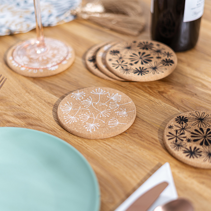 Elegant Floral Cork Coaster Set - Sustainable & Eco-Friendly - Ideal for Gifts & Home Decor - Set of 6 - Premium  from Home Treasures - Just £33.99! Shop now at Home Treasures