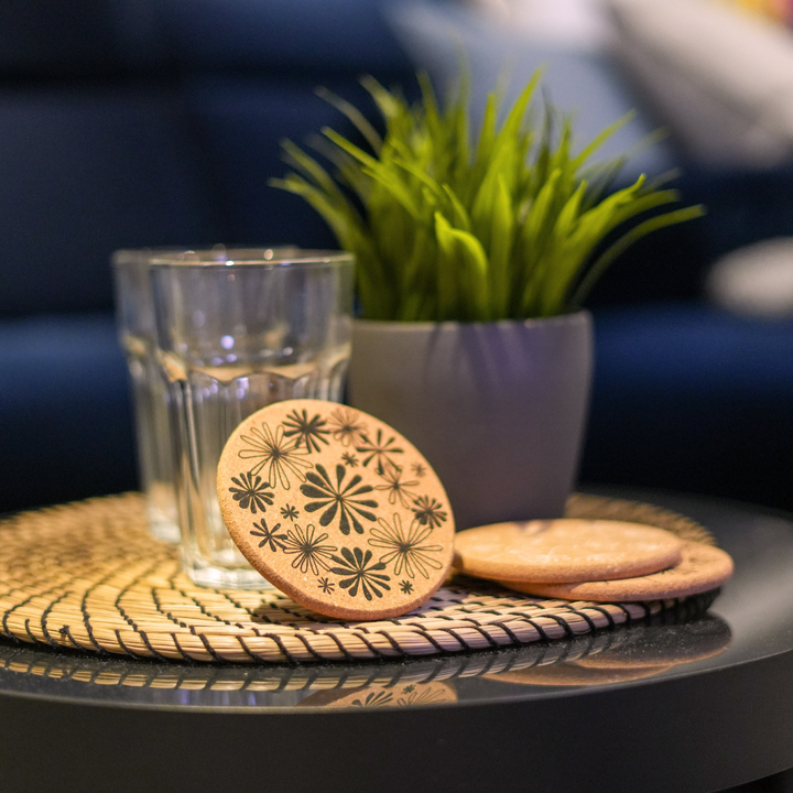 Elegant Floral Cork Coaster Set - Sustainable & Eco-Friendly - Ideal for Gifts & Home Decor - Set of 6 - Premium  from Home Treasures - Just £33.99! Shop now at Home Treasures