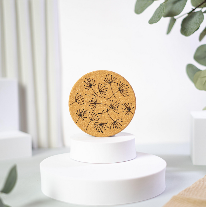 Elegant Floral Cork Coaster Set - Sustainable & Eco-Friendly - Ideal for Gifts & Home Decor - Set of 6 - Premium  from Home Treasures - Just £33.99! Shop now at Home Treasures