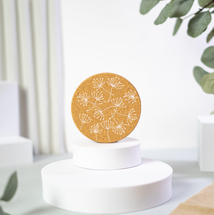 Elegant Floral Cork Coaster Set - Sustainable & Eco-Friendly - Ideal for Gifts & Home Decor - Set of 6 - Premium  from Home Treasures - Just £33.99! Shop now at Home Treasures