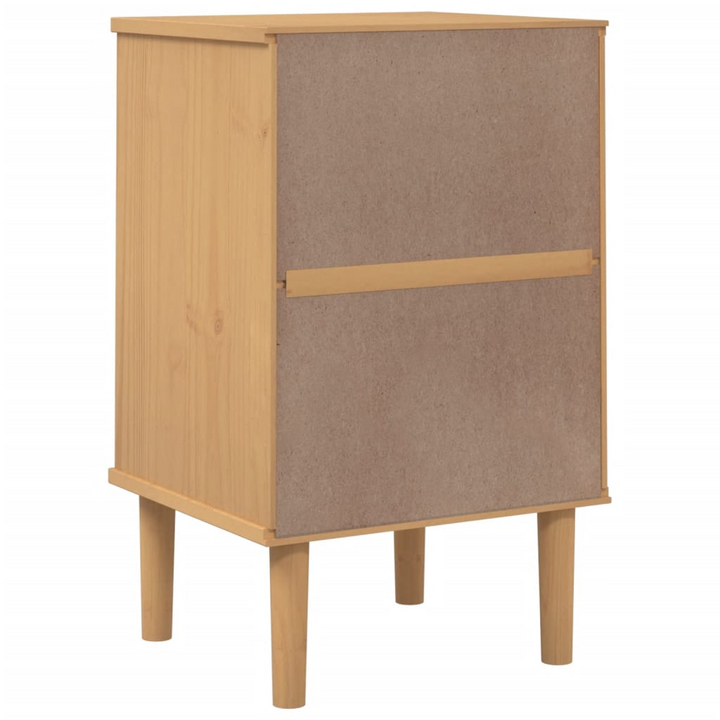 SENJA Bedside Cabinet with Rattan Look - 40x35x65 cm, Solid Pine Wood, Brown - Stylish Bedroom Storage Solution - Premium  from Home Treasures - Just £51.99! Shop now at Home Treasures