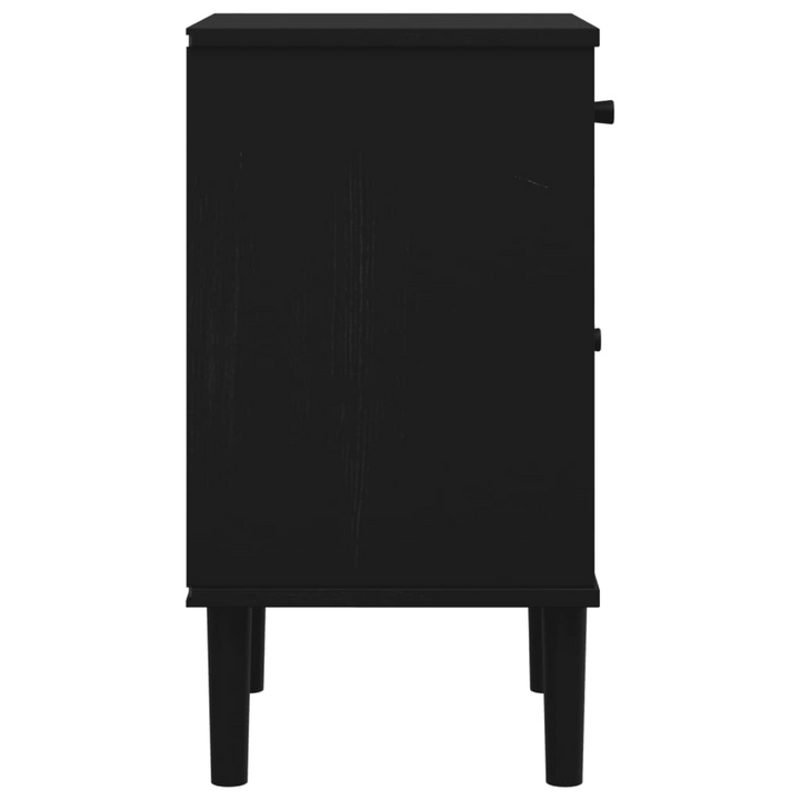 Stylish SENJA Bedside Cabinet – Black, Rattan Look, Solid Pine Wood, 40x35x65 cm - Premium  from Home Treasures - Just £58.99! Shop now at Home Treasures